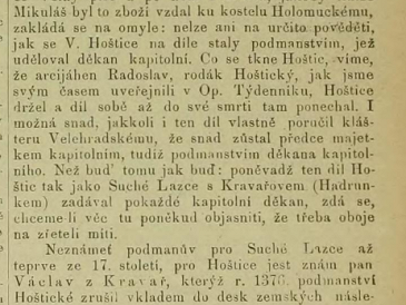 Část Hoštic bývaly kdysi manstvím 1883