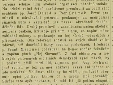 Veřejná schůze svolaná organizaci národně-sociálni v hostinci Š. Kubesy