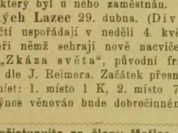 Sucholazečtí ochotníci zahrají hru - Kometa aneb zkáza světa