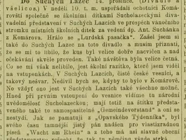 Divávadelní představení kom. ochotníků ve prospěch vánočního stromku