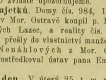 Změna majitele velkostatku v S. Lazcích pana Edvarda Endera