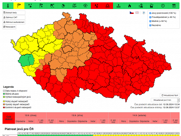 Platí výstraha ČHU na déšť a povodně