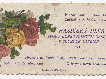 Pozvánka na hasičský ples 1929