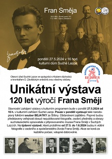 Pozvánka na unikátní výstavu 120 let výročí Frana Směji